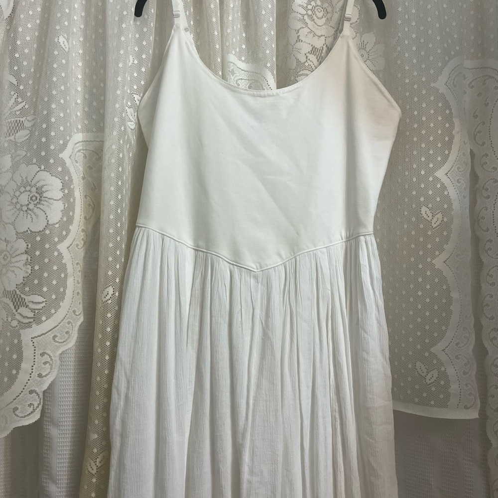 aerie White Maxi Sundress with Spaghetti Straps